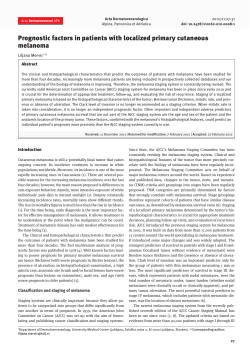 Prognostic factors in patients with localized primary cutaneous