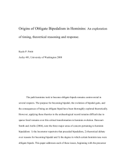 Origins of Obligate Bipedalism in Hominins: An exploration