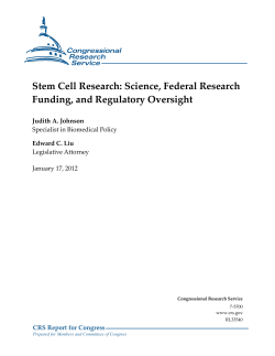 Stem Cell Research: Science, Federal Research Funding, and