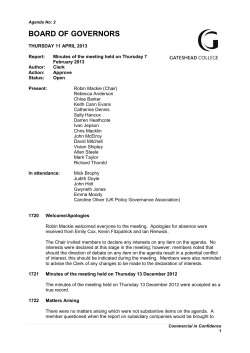 BOARD OF GOVERNORS - Gateshead College