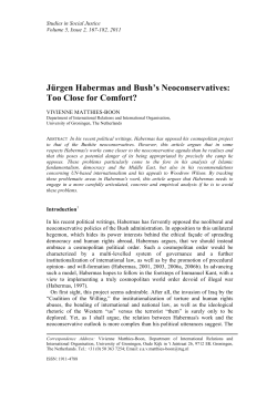 J&uuml;rgen Habermas and Bush`s Neoconservatives: