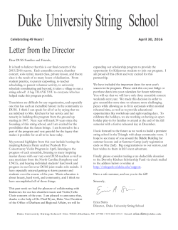 May, 2016 - Duke University String School