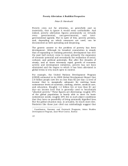 Poverty Alleviation: A Buddhist Perspective