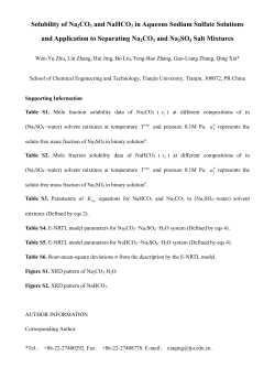 Solubility of Na2CO3 and NaHCO3 in Aqueous Sodium Sulfate