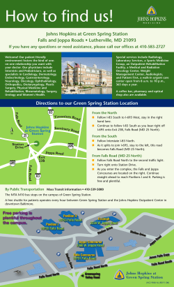 How to find us! - Johns Hopkins Medicine