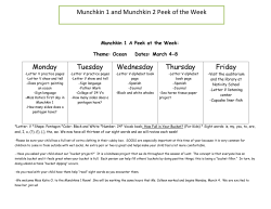 Monday Tuesday Wednesday Thursday Friday Munchkin 1 and