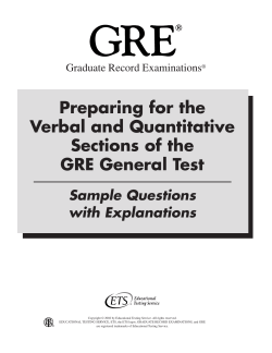 Preparing for the Verbal and Quantitative Sections