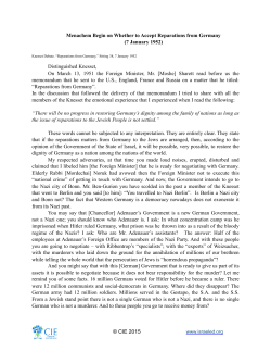 Menachem Begin on Whether to Accept Reparations from Germany