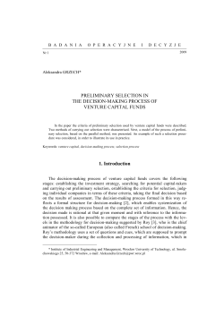 PRELIMINARY SELECTION IN THE DECISION