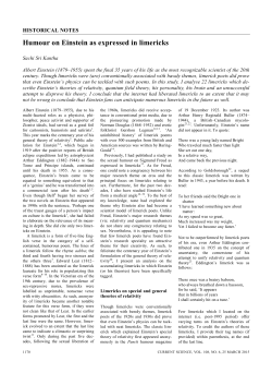 Humour on Einstein as expressed in limericks