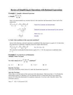 Review of Simplifying and Operations with Rational Expressions