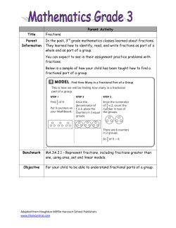 Parent Activity Title Fractions Parent Information In the past, 3rd