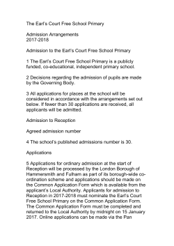 The Earl`s Court Free School Primary Admission Arrangements