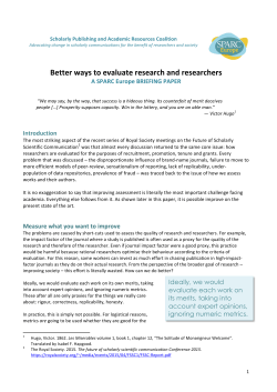 Better ways to evaluate research and researchers