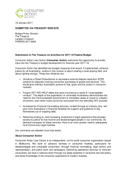 Consumer Action Law Centre - 2017-18 Pre