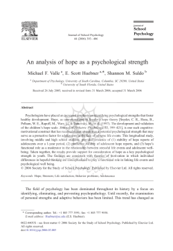 An analysis of hope as a psychological strength