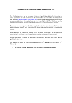 Publication- Call for Expression of Interest : UfMS Internships 2017