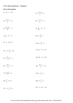 Two-step equations - integers