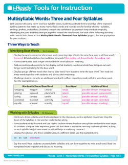 Multisyllabic Words II