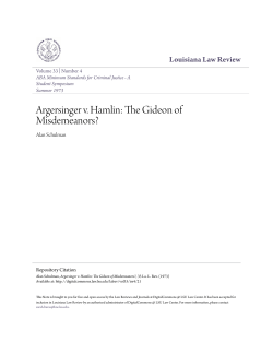 Argersinger v. Hamlin: The Gideon of Misdemeanors?