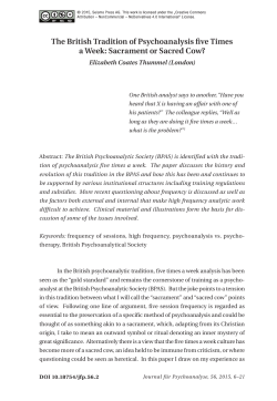 The British Tradition of Psychoanalysis five Times a Week