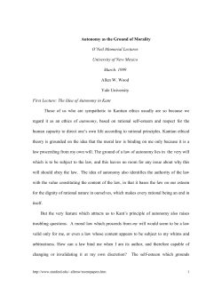 Autonomy as the Ground of the Moral Law