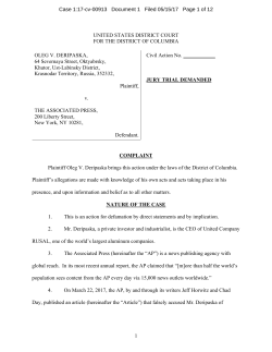 1 UNITED STATES DISTRICT COURT FOR THE DISTRICT OF