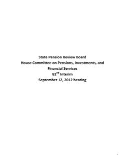 State Pension Review Board House Committee on Pensions