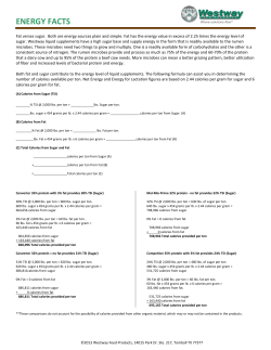 Energy Facts - Westway Feed Products