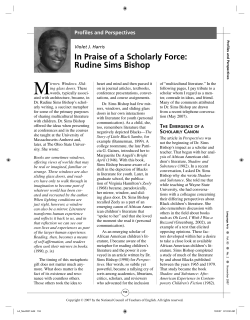 In Praise of a Scholarly Force: Rudine Sims Bishop