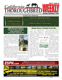 Weekly Update - California Thoroughbred Breeders Association