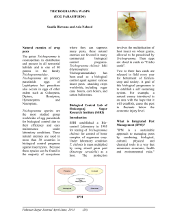 Pakistan Sugar Journal April-June, 2013 (28) TRICHOGRAMMA