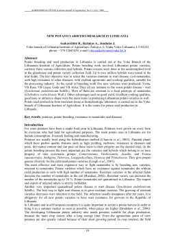 NEW POTATO VARIETIES RESEARCH IN LITHUANIA