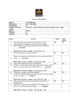 Q.No 1 The immediate cause of the First World War was the