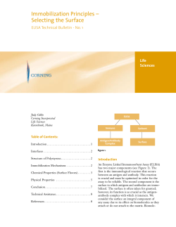 Immobilization Principles - Selecting the Surface