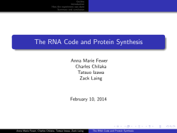 The RNA Code and Protein Synthesis