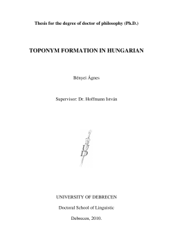 toponym formation in hungarian - DEA