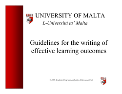 Guidelines for the writing of effective learning outcomes
