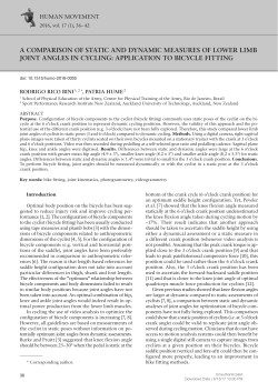 A compArison of stAtic And dynAmic meAsures of lower limb joint