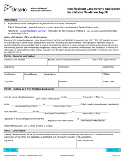 Non-Resident Landowner`s Application for a Moose Validation Tag