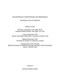 Annual Review of CyberTherapy and Telemedicine