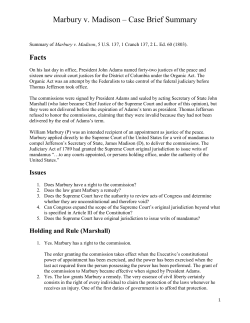 Marbury v. Madison &ndash; Case Brief Summary