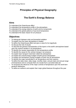 Principles of Physical Geography The Earth`s Energy Balance