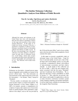 The Intelius Nickname Collection: Quantitative Analyses from