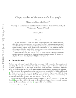 Clique number of the square of a line graph arXiv
