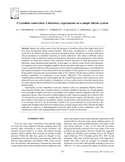 Crystalline comet dust: Laboratory experiments on a simple silicate