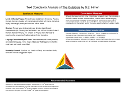 Text Complexity Analysis of The Outsiders by S.E. Hinton