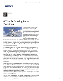 6 Tips for Making Better Decisions
