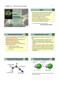 INTERMOLECULAR FORCES Chap. 13