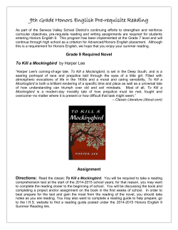 9th Grade Honors English Pre-requisite Reading